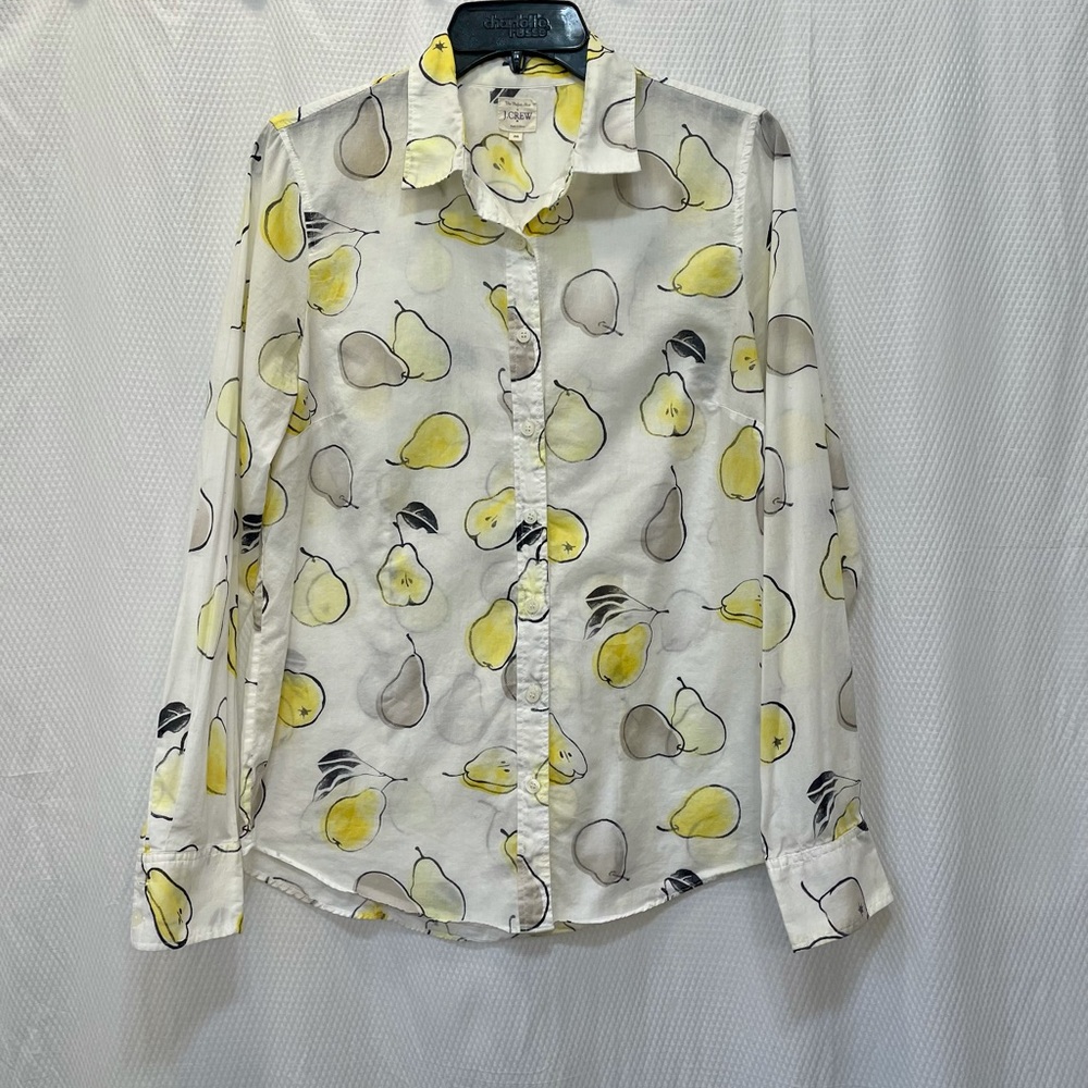 Pear Print Cotton Button Up Shirt